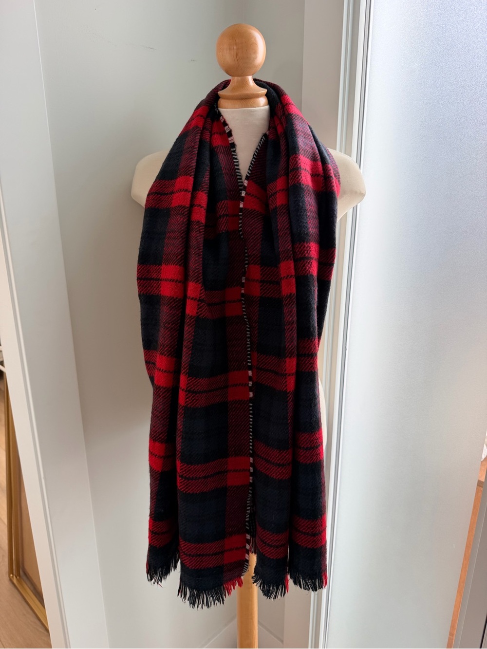 Reversible Plaid Wrap Scarf